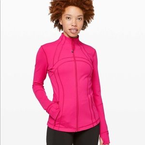 Lululemon Define Jacket in a bright pink shade!